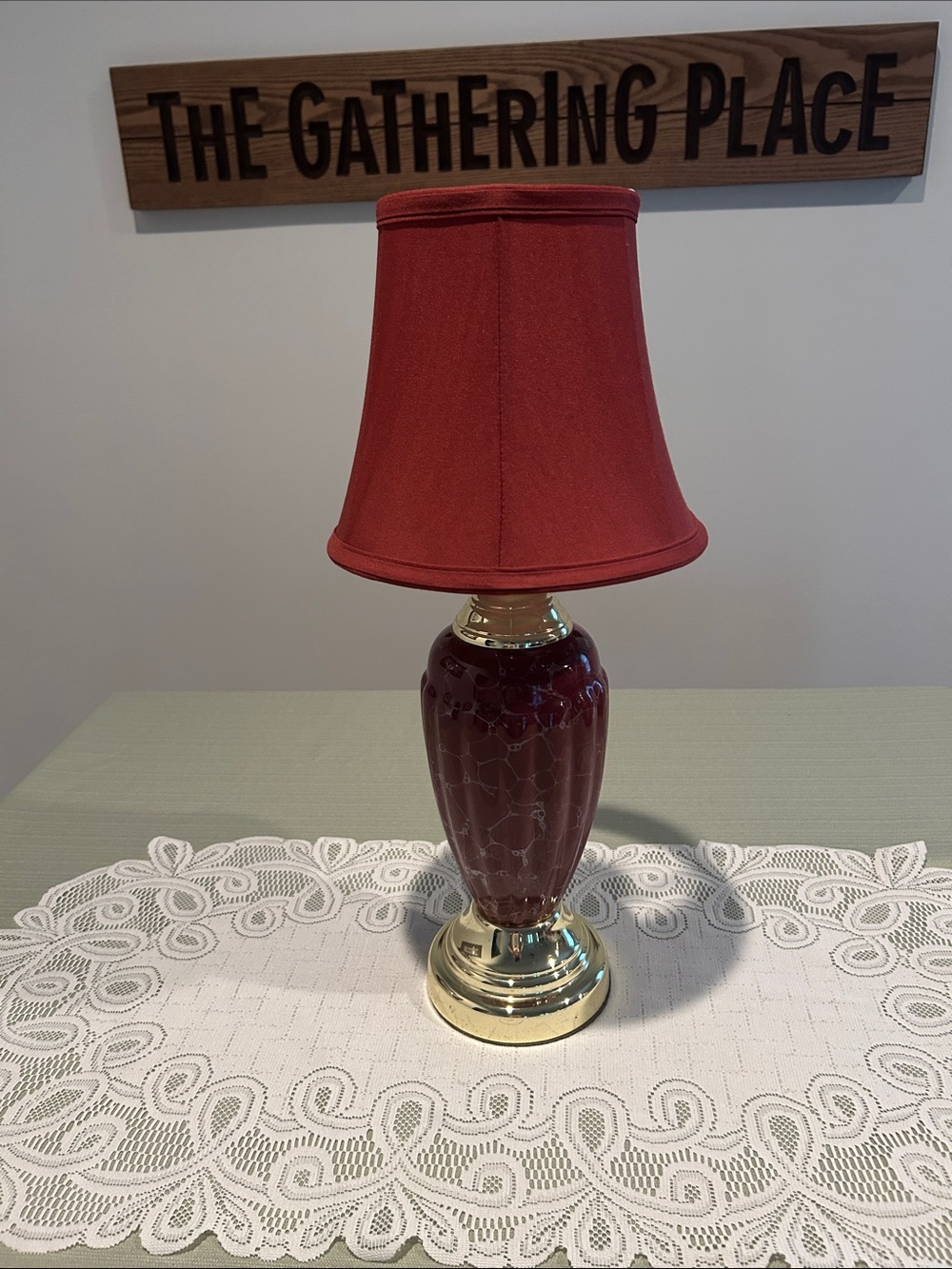 MCM look Ceramic Table Lamp with Brass Base - Unbranded H 18 in - Picture 6 of 8